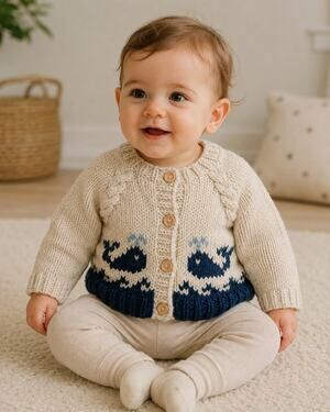 Huggalugs Whale Cardigan Baby Toddler 18-24 Months Hand Knit Sweater NWT